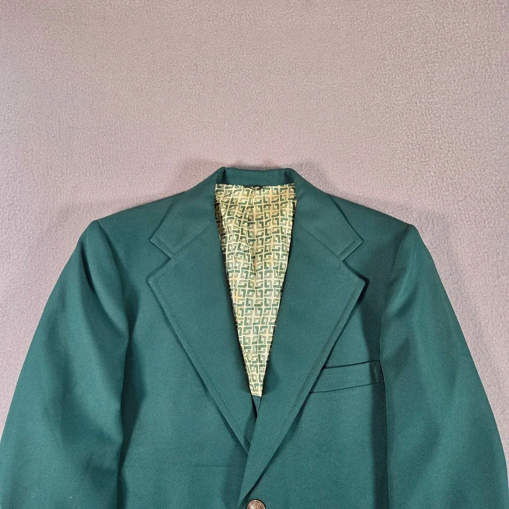 Vintage Leisure Suit Jacket Mens 40R Green JCPenney 70s Disco Mod Blazer